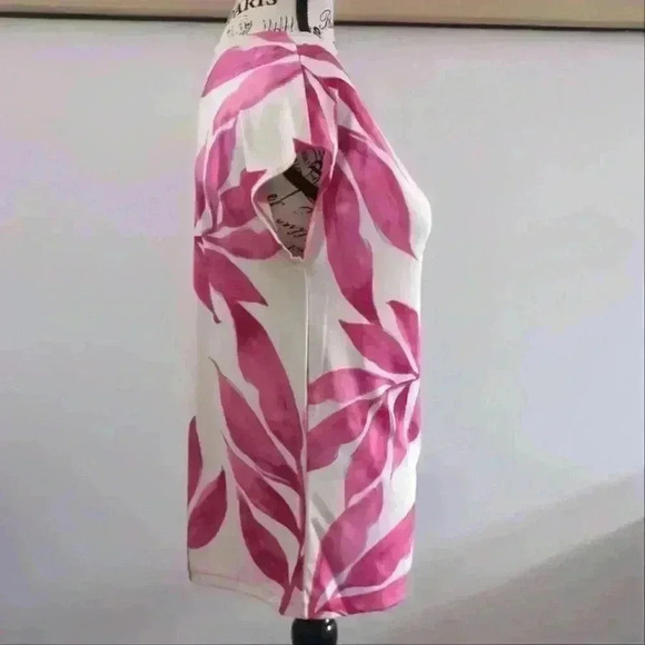 JULES & LEOPOLD | Women's Beige/Fuchsia Tropical Palm  Print Sleeveless … - Picture 3 of 4